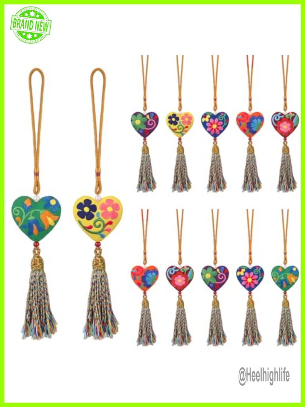 12 Pack Mexican Fiesta Tassel Keychains Cotton Handmade Party Favors